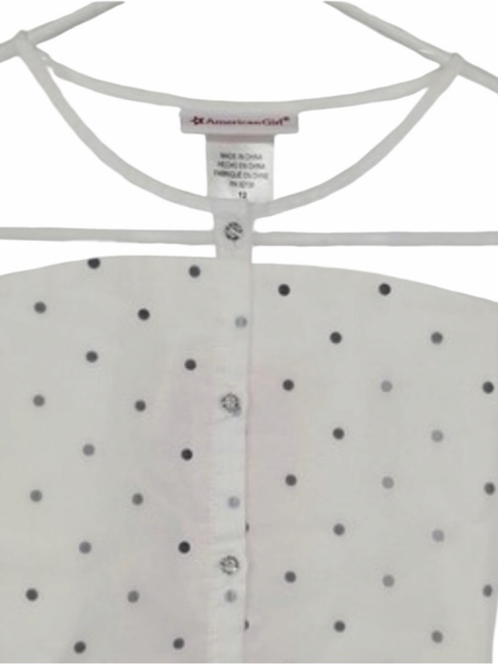 New American Girl Let It Snow Girls White Black Holiday Polka Dot Tunic Dress 6 - Picture 4 of 9